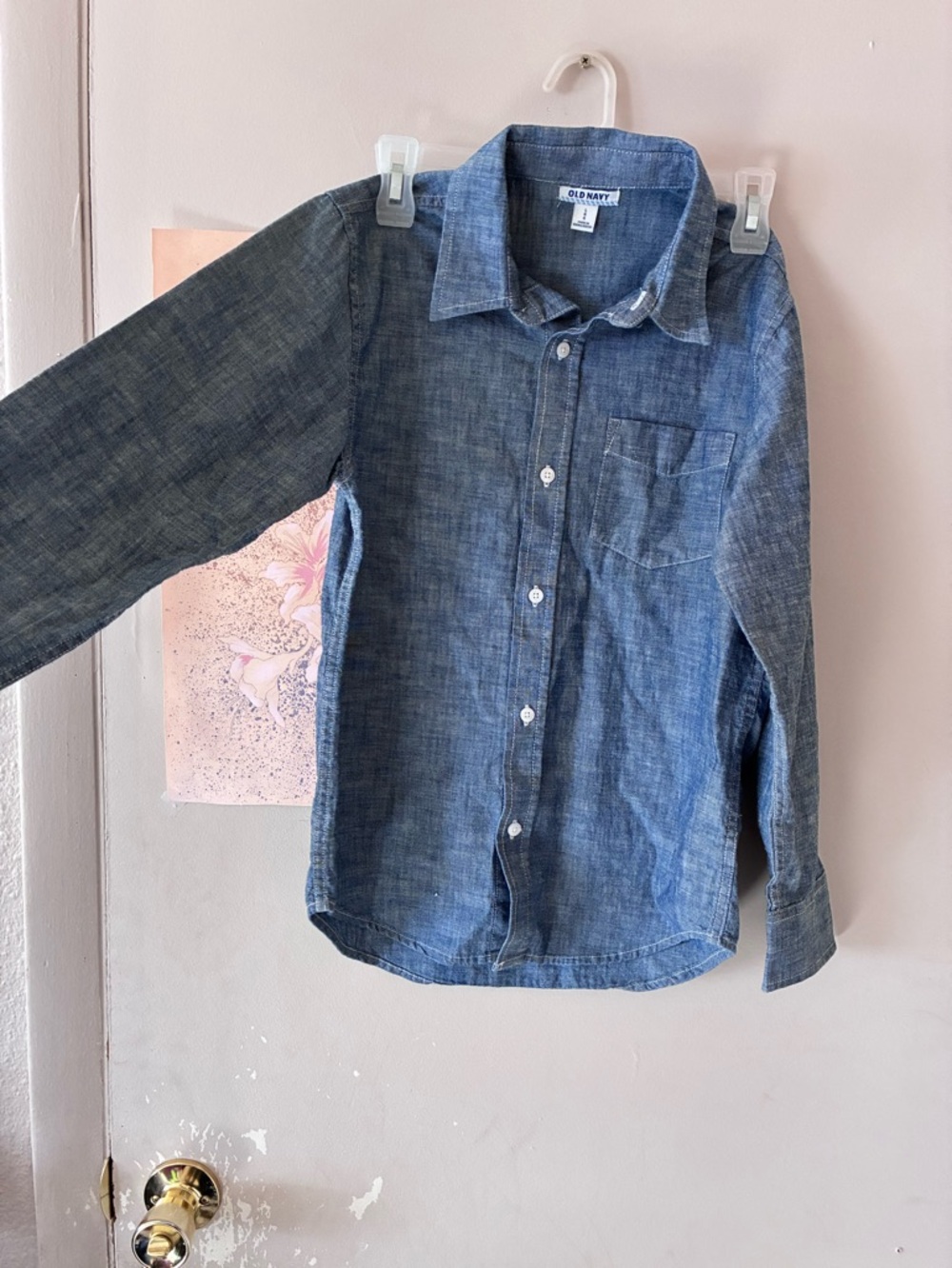 Old Navy Blue Denim-Style Button Down Shirt for Kids